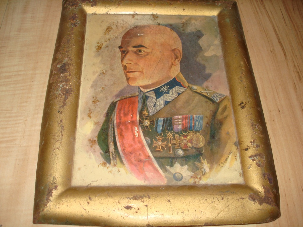 Generał E.Rydz Śmigły przedwojenny portret sygnow.