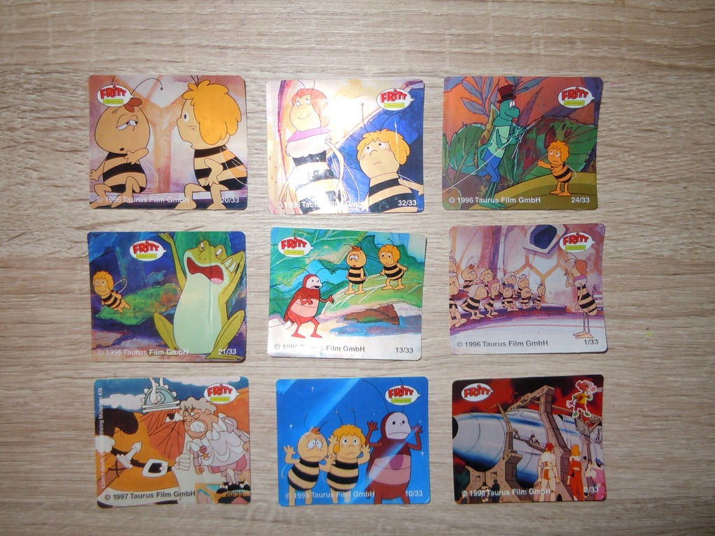 obrazki z gum, naklejki fritt 9szt lata 90!