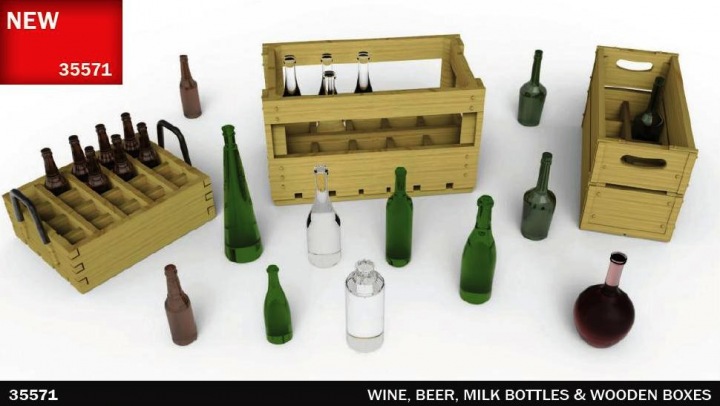 ! Bottles and Wooden Boxes 1:35 Miniart 35571 !