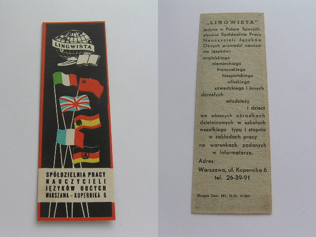 LINGWISTA NAUCZYCIEL REKLAMA ZAKŁADKA KSIĄŻKA