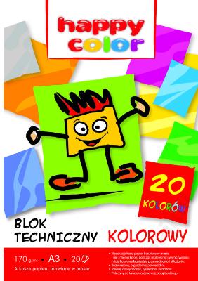 Blok techniczny kolorowy A3 170g 20kol Happy Color