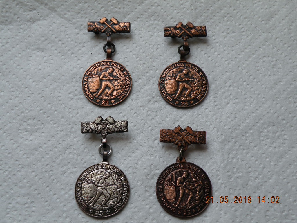 Medale Górnicze srebro brąz zestaw