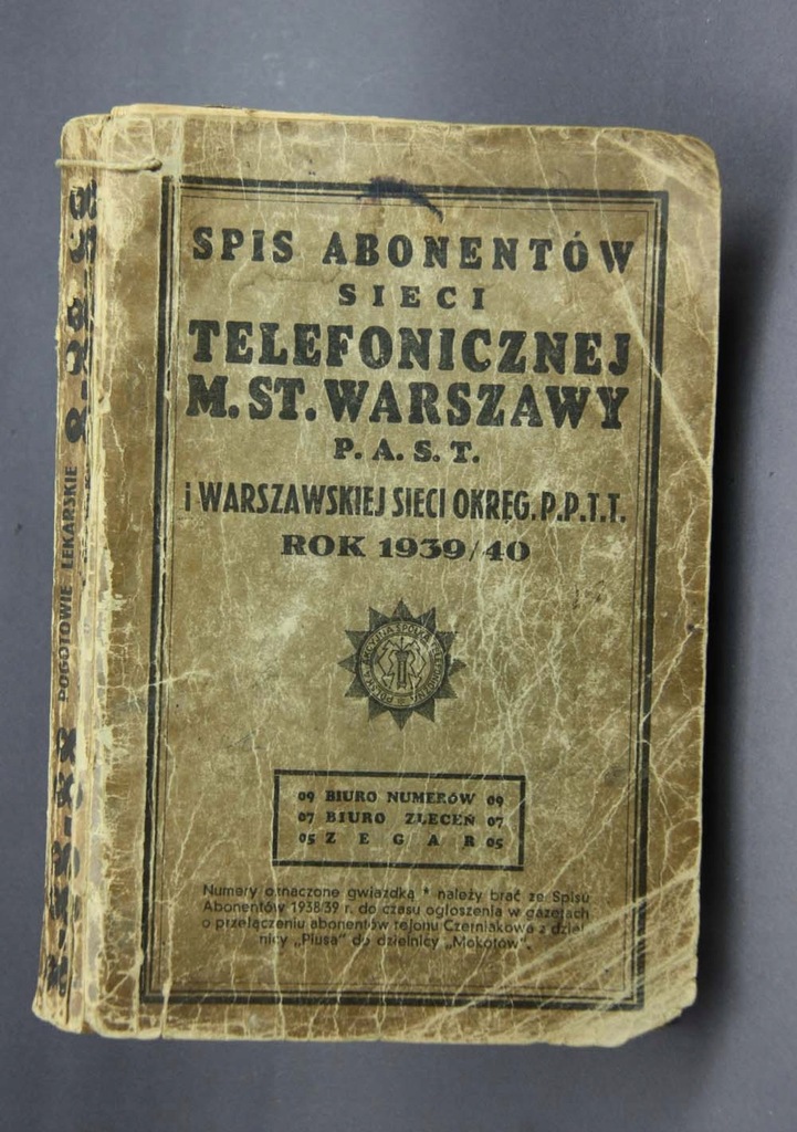 Ksiazka Telefoniczna 1939r Warszawa 10340 7726086296 Oficjalne Archiwum Allegro