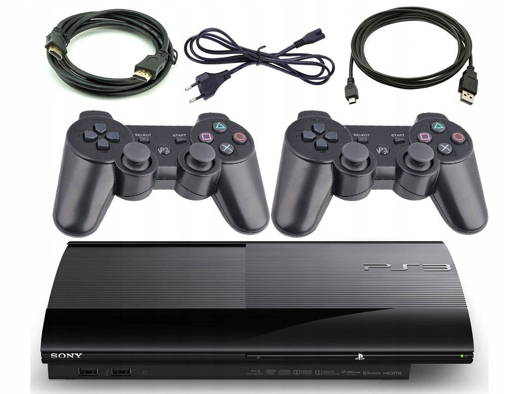 PlayStation 3 SUPER SLIM 2x Pad 12GB PS3 + Kable