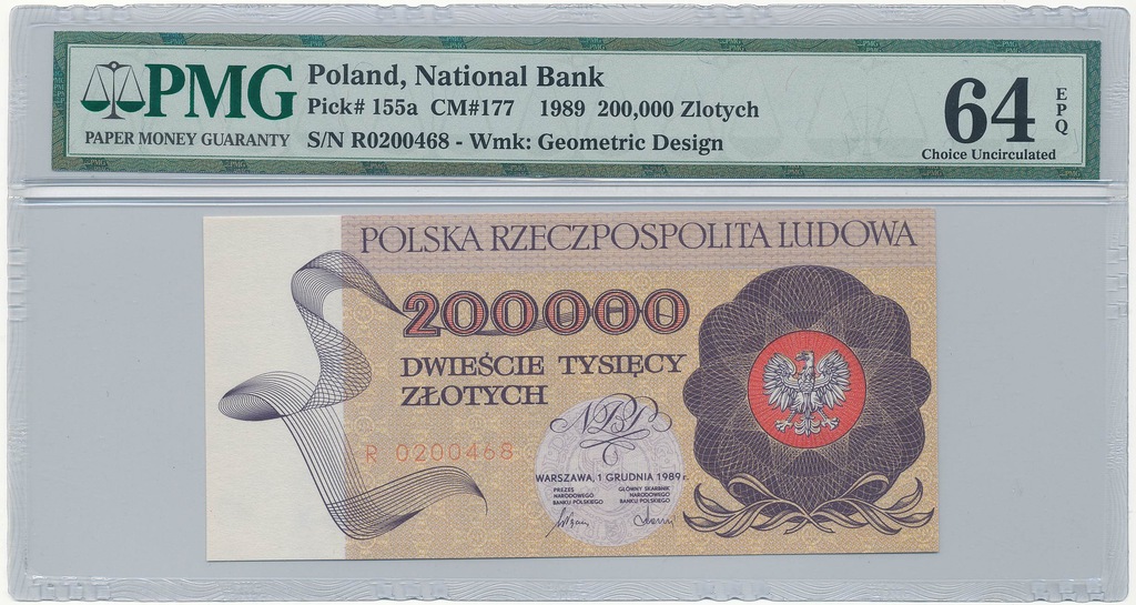 200.000 zł 1989 - R 0200455 - PMG 64 EPQ