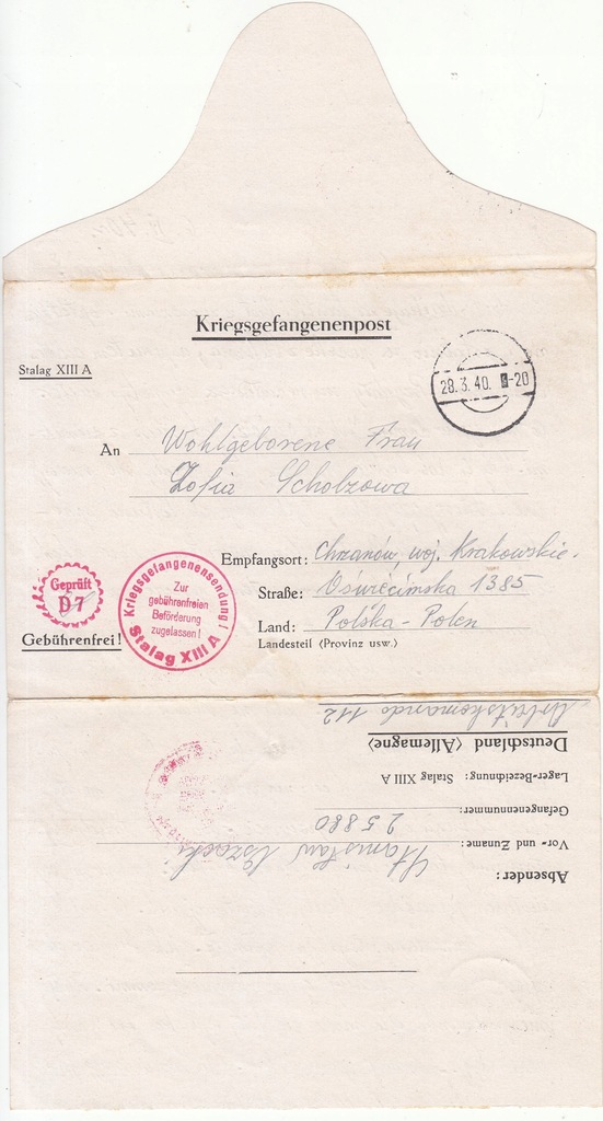Stalag XIIIA Sulzbach listownik 1940 (102)