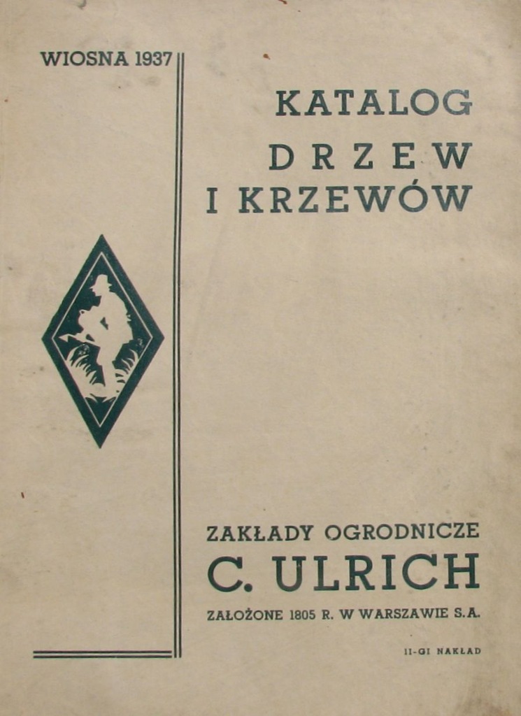 1937 C. ULRICH - KATALOG DRZEW I KRZEWÓW Katalog