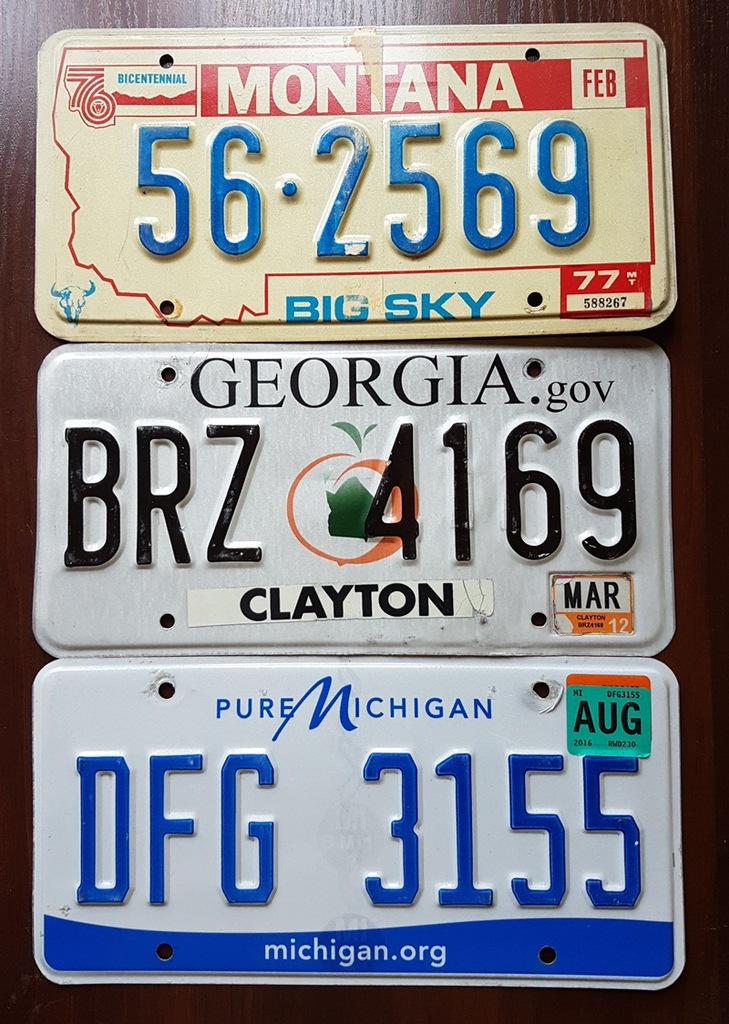 Montana, Georgia, Michigan  - tablice USA
