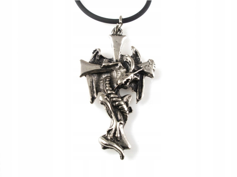 Wisiorek krzyż i skrzydlaty wąż amulet sil p509