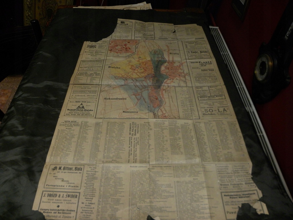 Bielsko- Biała, plan miasta, ruch kolejowy,1930