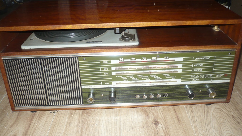 STARE RADIO LAMPOWE Z GRAMOFONEM HARFA DML-353