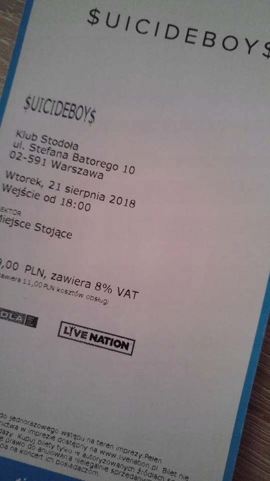 2 bilety na koncert SUICIDEBOYS - Warszawa 21.08