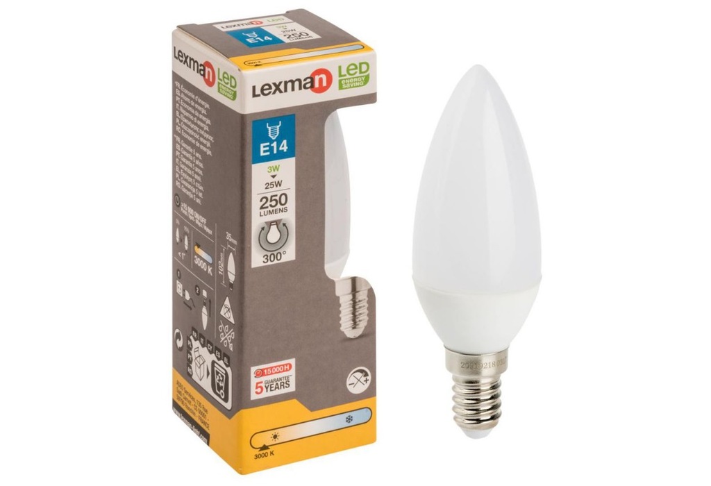 ENERGOOSZCZĘDNA ŻARÓWKA LED E14 3W 250 lm LEXMAN - 7034910600 ...
