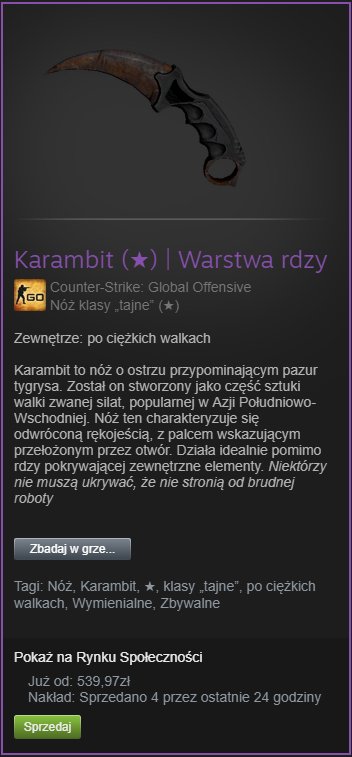 Karambit (★) | Warstwa rdzy Cs Go Nóż