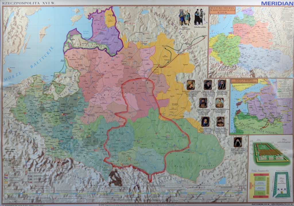 mapa europy z 16 wieku POLSKA XVI WIEK /EUROPA XVI WIEK MAPA ŚCIENNA   6677692904 