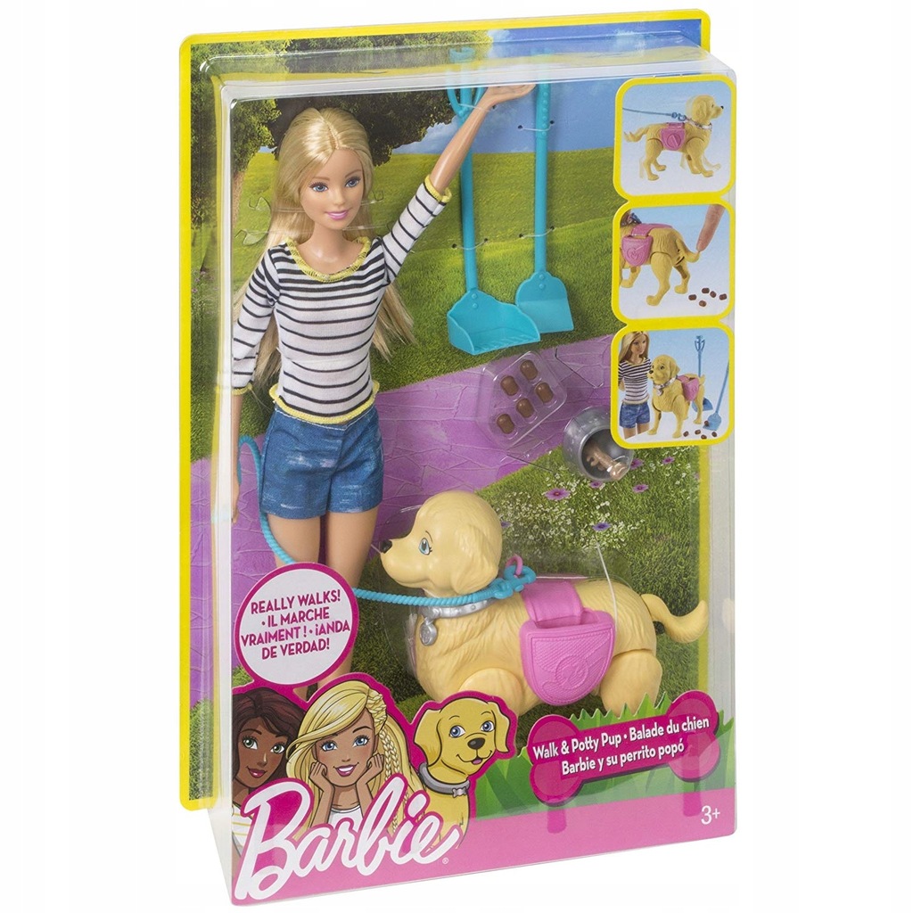 Lalka Barbie Spacer z pieskiem czyścioszkiem DWJ68