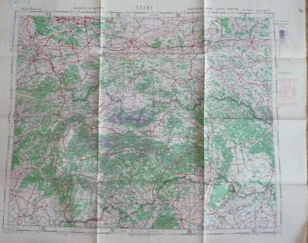 Tatry i okolce.- mapa 1:500.000 RAF II wojna