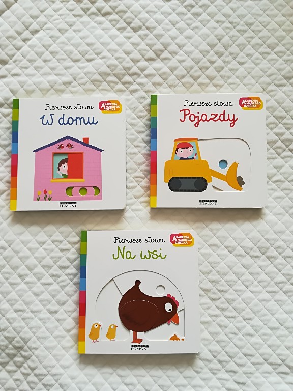 3 książki NOWE ruchome obrazki na wsi pojazdy dom