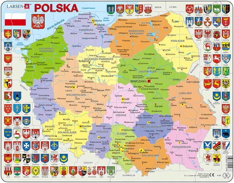 mapa polski polityczna Puzzle Mapa Polityczna Polski 70 el. LARSEN   7539113377 