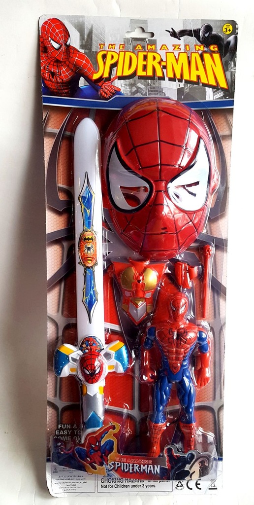 ZESTAW SPIDERMAN SPIDER MAN MASKA FIGURKA MIECZ