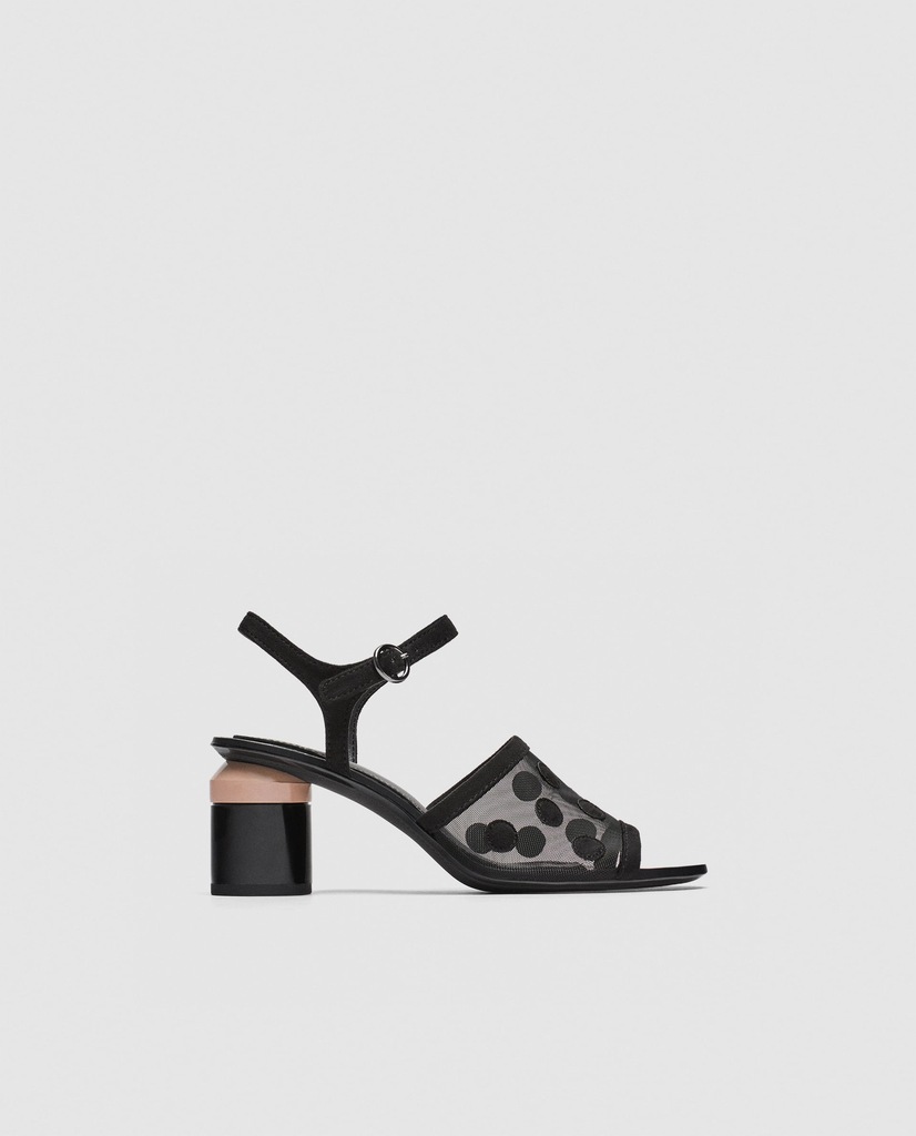 ZARA luksusowe czarne sandały na słupku NOWE 39