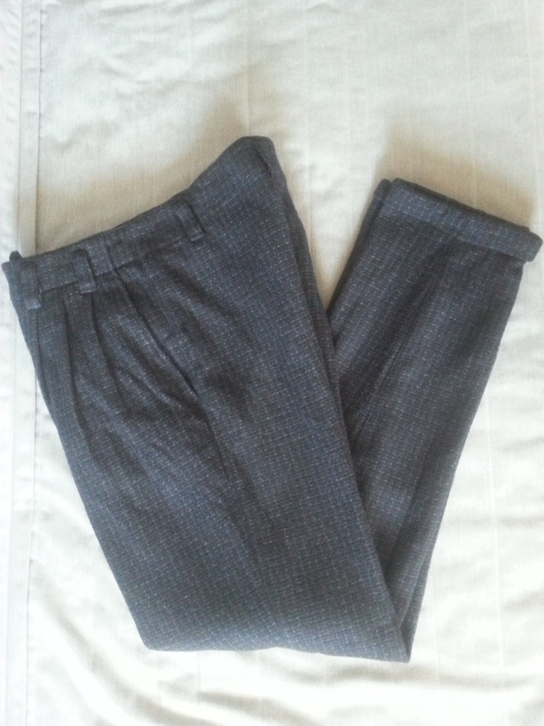 Spodnie flanelowe w kratę z wysokim stanem 32