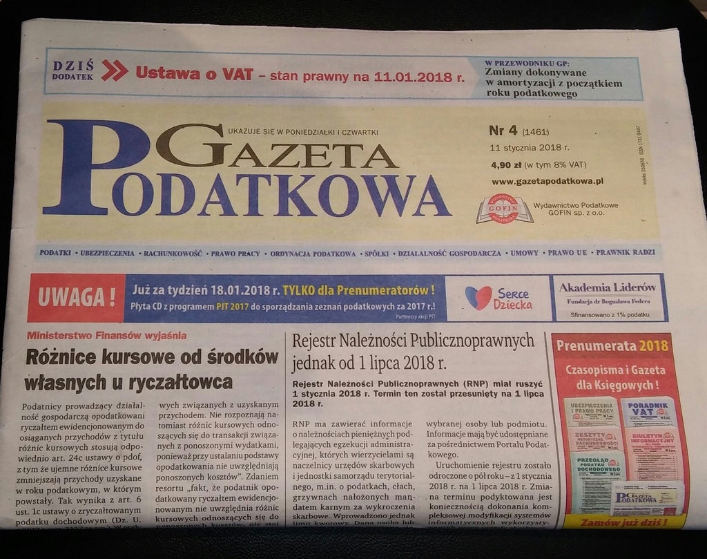 GAZETA PODATKOWA USTAWA O VAT STAN PRAWNY 01.2018