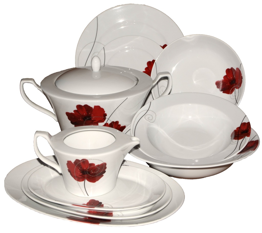 ZESTAW/SERWIS OBIADOWY CHODZIEŻ KWIATY! PORCELANA!