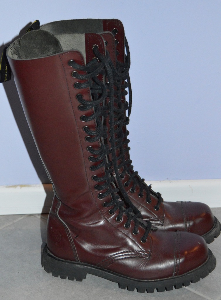 Bordowe glany HD - Heavy Duty 20 dziurek, 39