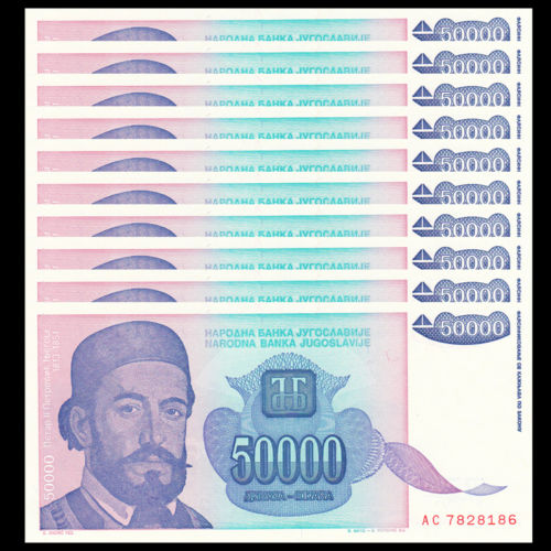 Jugosławia 50.000 Dinars 1993 - 10 banknotów P 130