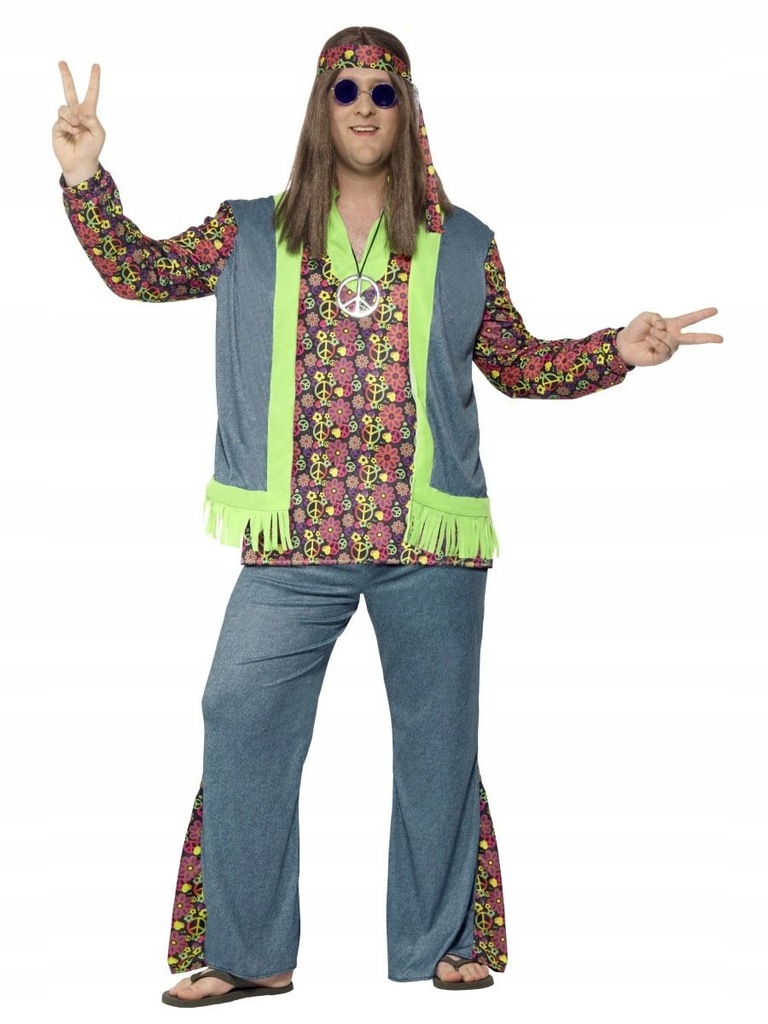 STRÓJ HIPIS HIPISA HIPPIE NIEBIESKI KOLORYX XL
