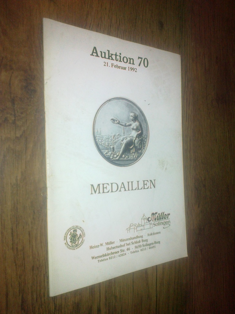 KATALOG AUKCYJNY Medale... - nr 70 (1992)