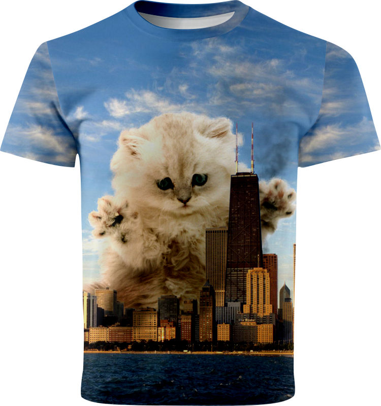 KOSZULKA T-SHIRT KOT GODZILLA FULL PRINT 3D