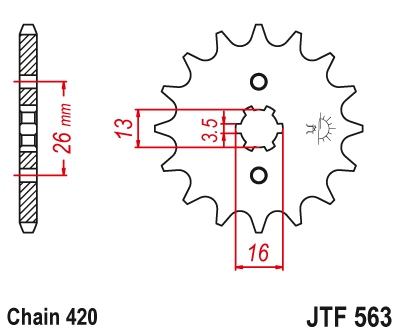 Zębatka przednia JT 12Z, 420 TS; RD, YSR, YZ 50
