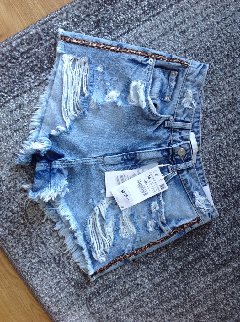 Spodenki szorty jeansowe z wysokim stanem ZARA 34