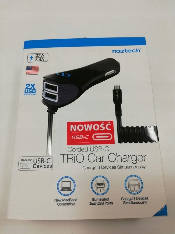 NAZTECH TRIO CAR CHARGER USB-C