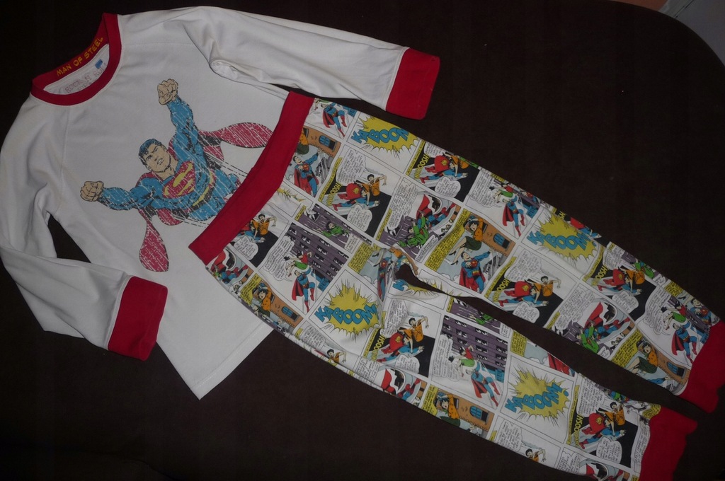 H&M piżama superman komiks 7-8 lat 122-128