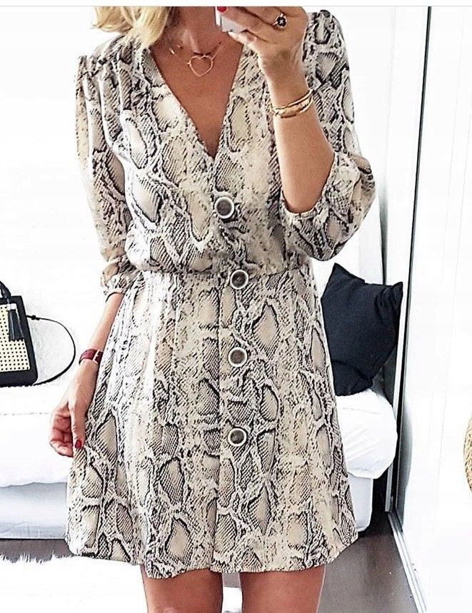 Zara sukienka z nadrukiem w skórę węża 38 M