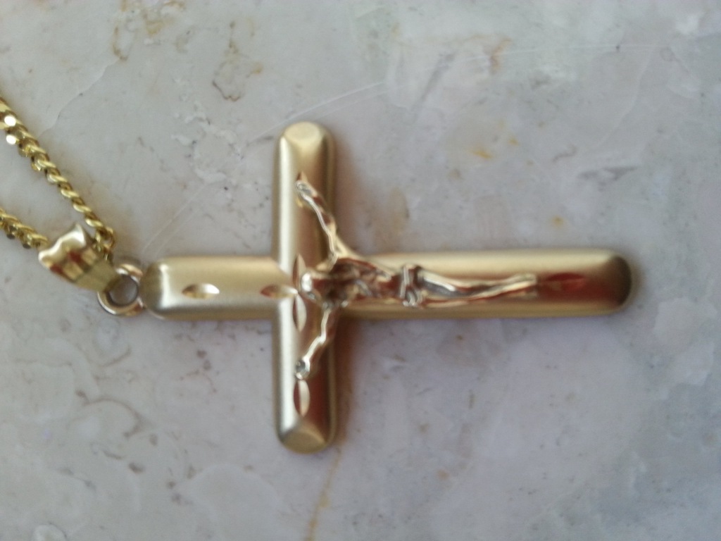 Złoty krzyżyk z łańcuszkiem chrzest/komunia 6,72g