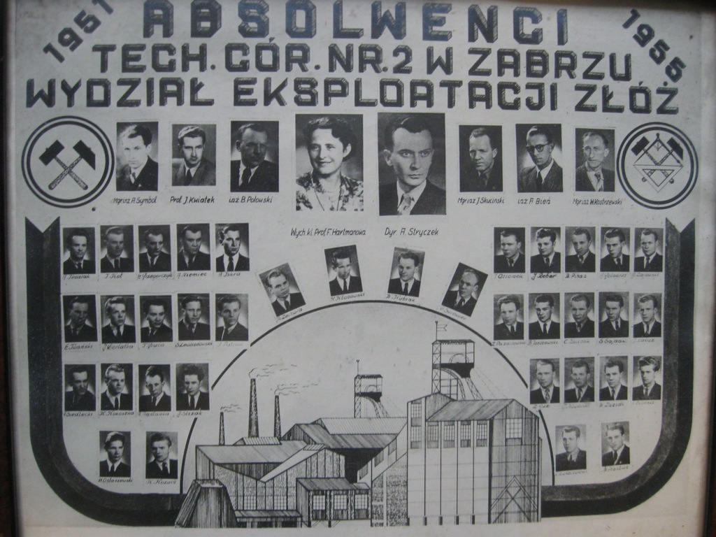 Górnictwo Zabrze 1955 r. Absolwenci technikum nr.2