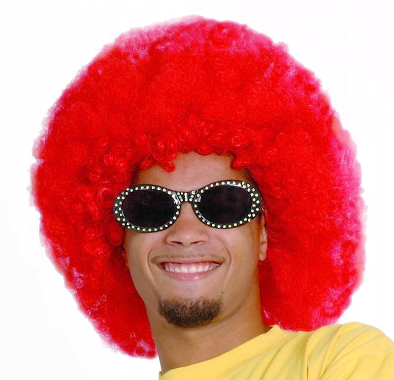 DUŻE AFRO PERUKA LOKAMI KRĘCONE LOCZKI CZERWONE