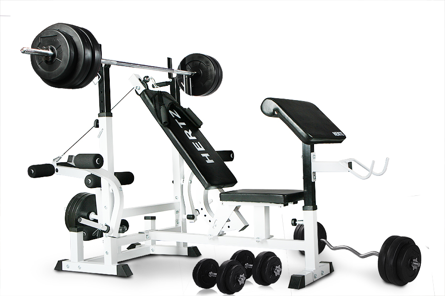 ŁAWKA HERTZ TORUS +ŻELIWNY ZESTAW 150kg OLIMPIC