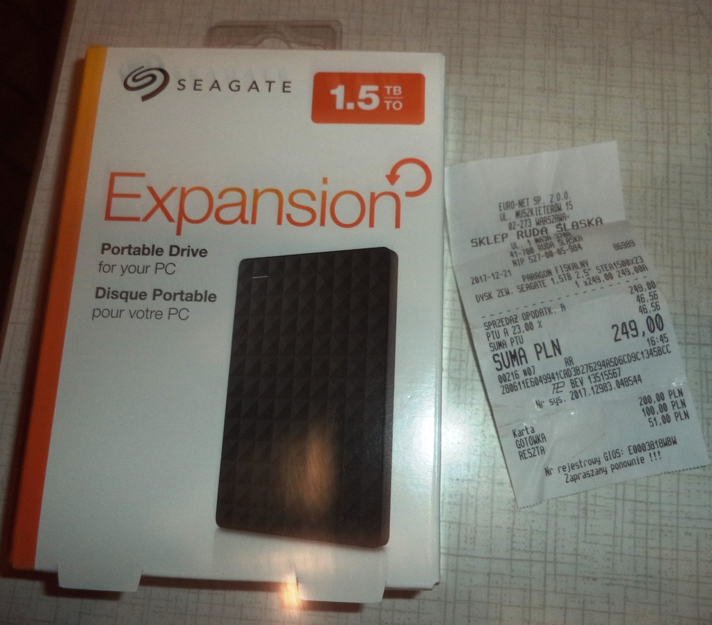 Seagate Expansion Portable 1.5TB dysk zewnętrzny