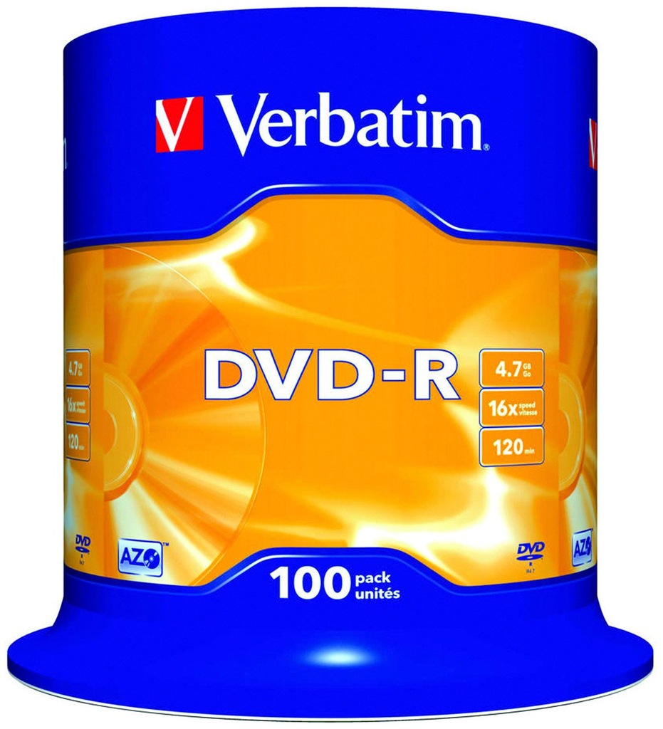 Płyta DVD-R VERBATIM AZO 4,7GB op. 100szt./Gdańsk