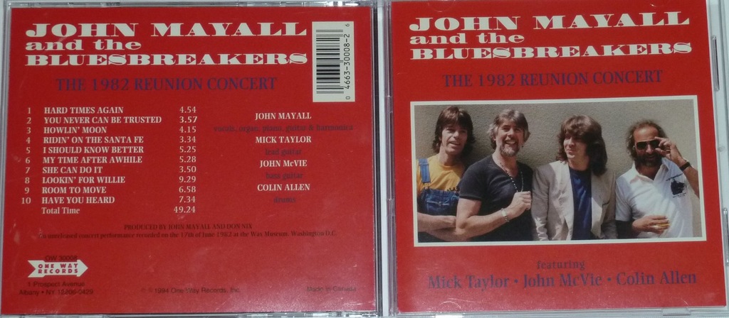 JOHN MAYALL BLUESBREAKERS THE 1982 REUNION CONCERT - 7275768771