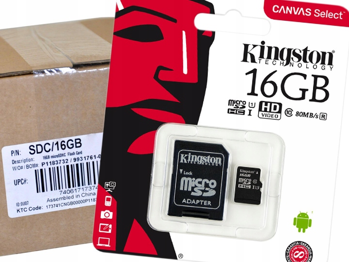 KARTA PAMIĘCI KINGSTON 16GB MICRO + ADAPTER SD
