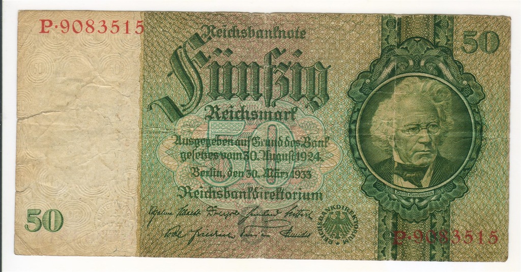 Marki niemieckie banknot 50 Marka niemiecka 1933