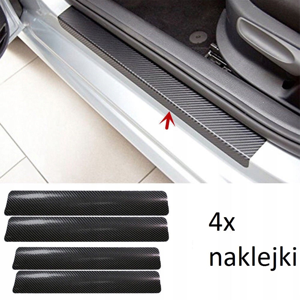 4x Naklejka FOLIA CARBON 3D na progi samochodowe