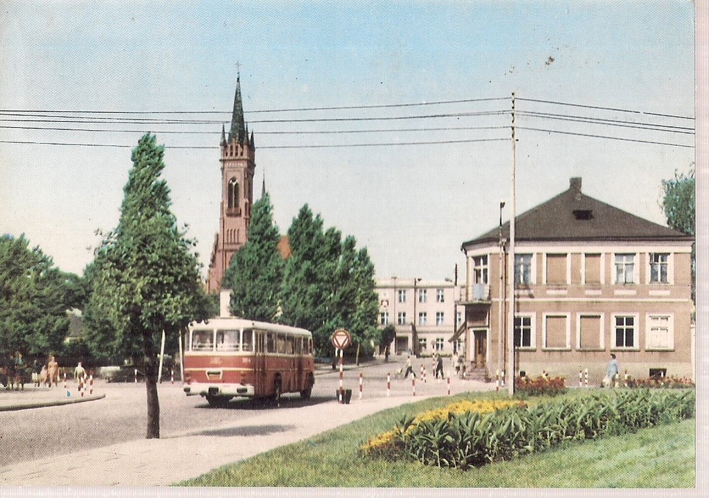 pocztówka ZGIERZ Kościół autobus RUCH