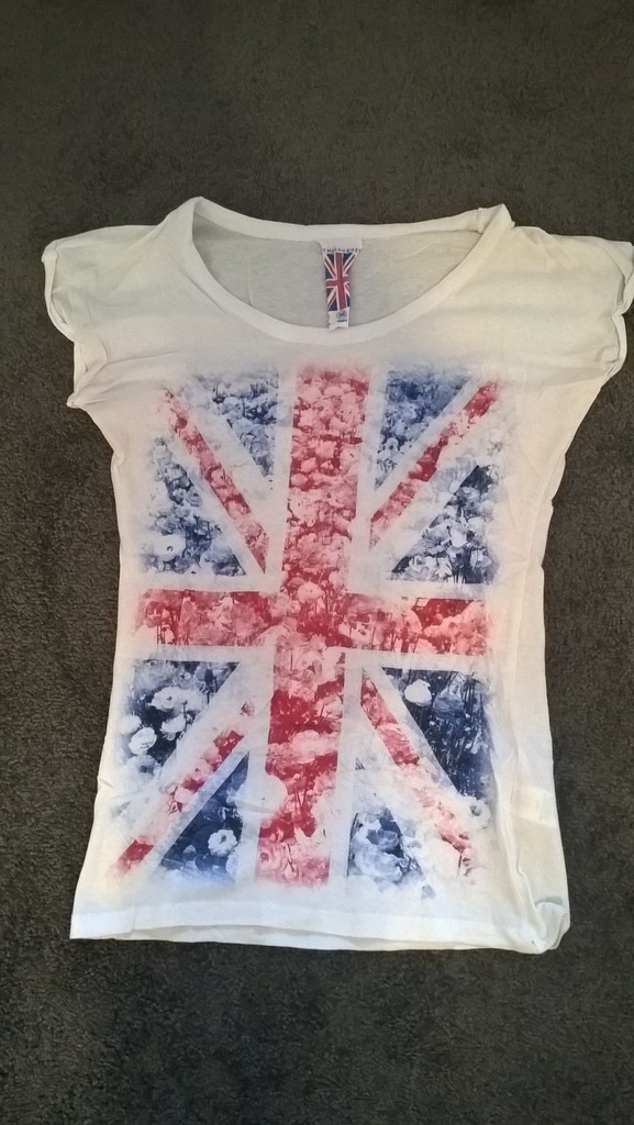 T-shirt biały flaga Wielkiej Brytanii UK Londyn